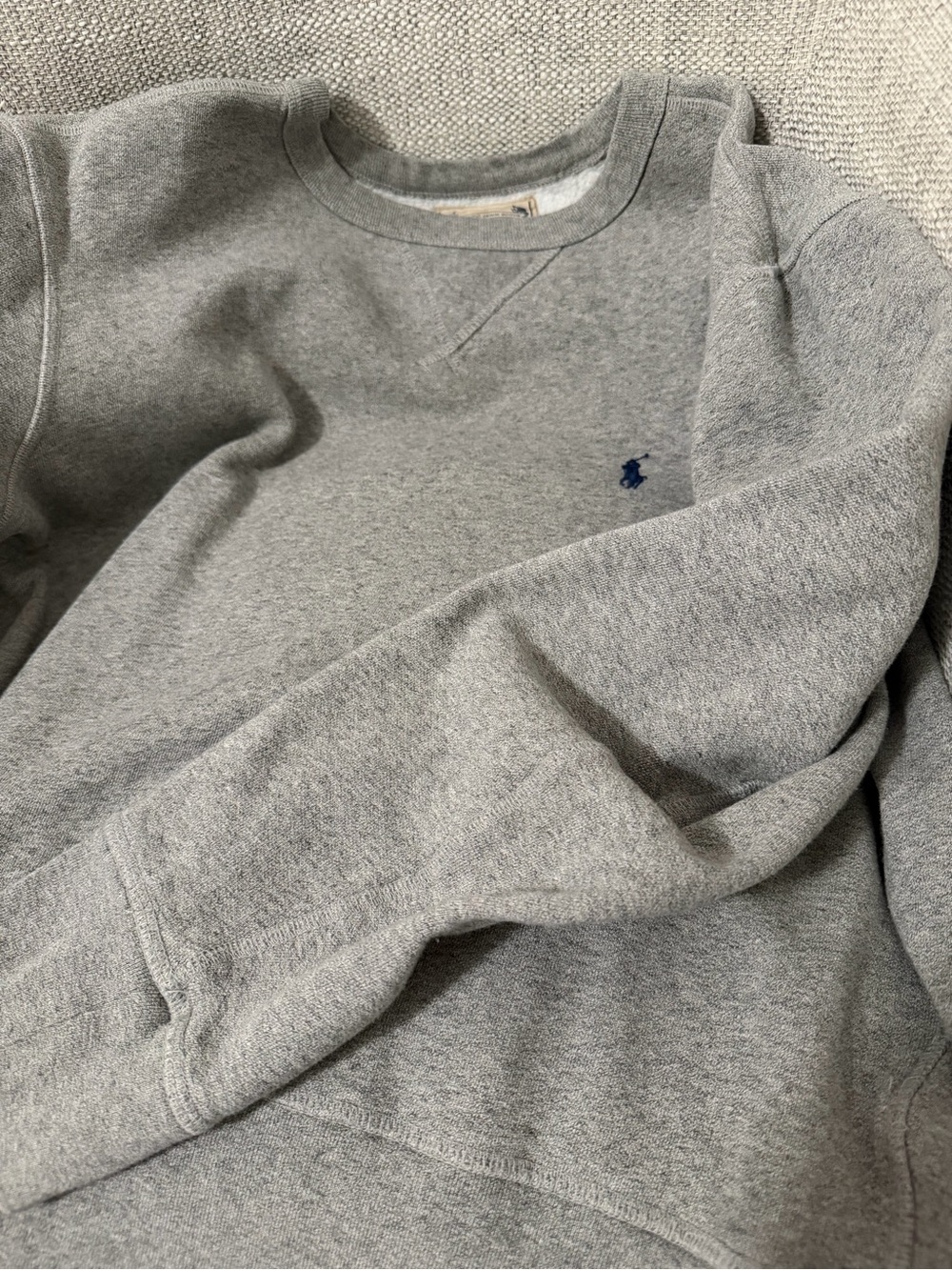 Polo by Ralph Lauren Gray Crewneck Sweatshirt with Navy Pony - Picture 3 of 4